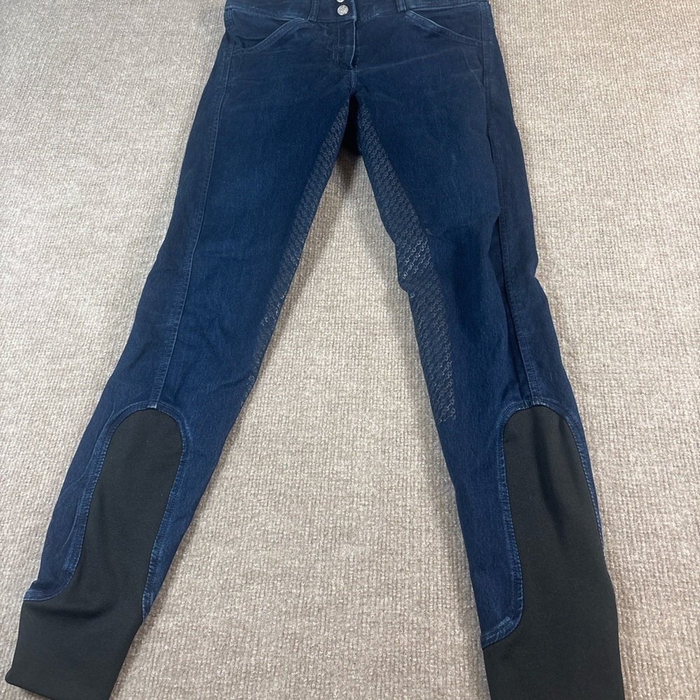 Dover Saddlery Women’s Riding Breeches Size 26 – Denim Look Full Seat Grip 1211